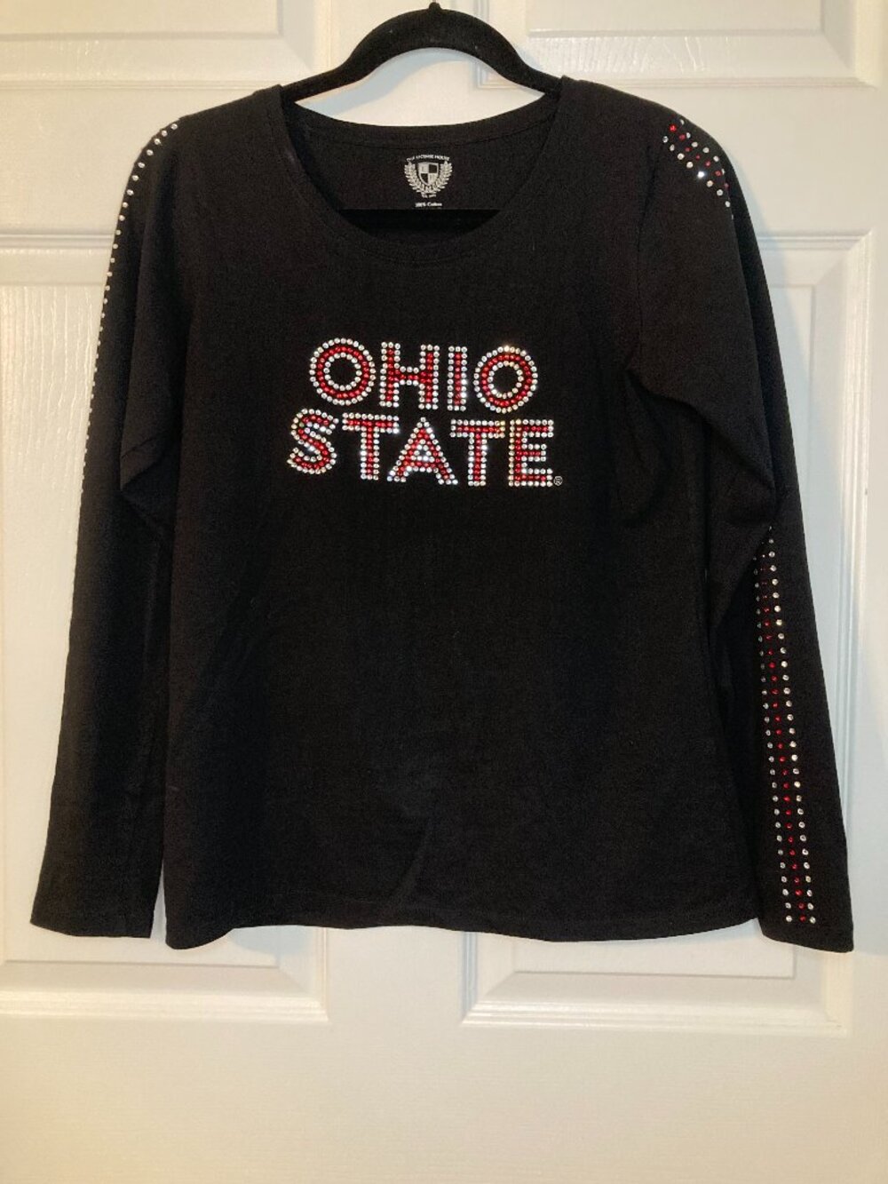 The License House Women's Black OHIO STATE Rhinestone Long Sleeve Shirt - Size S